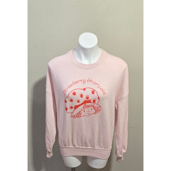 Strawberry Shortcake Graphic Sweatshirt XS Pink Retro Cartoon Characters - Picture 1 of 7